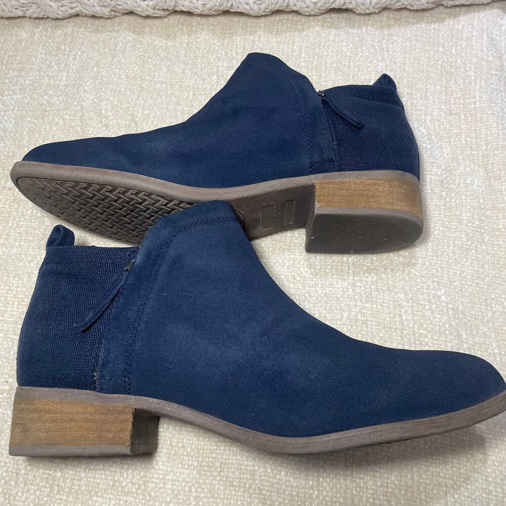 TOMS Women's Dahlia Ankle Boot in Navy Suede/Heritage Canvas SIZE 8.5 - Picture 5 of 9